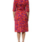 Purple Silk Floral Print Midi Sheath Dress