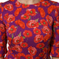 Purple Silk Floral Print Midi Sheath Dress