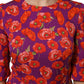 Purple Silk Floral Print Midi Sheath Dress