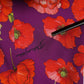 Purple Silk Floral Print Midi Sheath Dress
