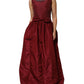 Burgundy Silk Beaded Evening Gown Dress