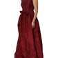 Burgundy Silk Beaded Evening Gown Dress