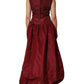 Burgundy Silk Beaded Evening Gown Dress