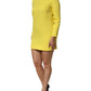 Yellow Viscose Acetate Mini Long Sleeve Dress