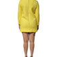 Yellow Viscose Acetate Mini Long Sleeve Dress