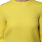 Yellow Viscose Acetate Mini Long Sleeve Dress