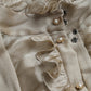 Gold Ascot Collar Ruffles Blouse Top