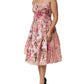 Pink Cotton Floral Pleated Sleeveless Dress
