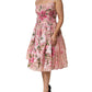 Pink Cotton Floral Pleated Sleeveless Dress