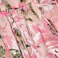 Pink Cotton Floral Pleated Sleeveless Dress