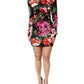 Black Floral Fiori Pittorici Mini Bodycon Dress