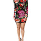 Black Floral Fiori Pittorici Mini Bodycon Dress