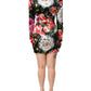 Black Floral Fiori Pittorici Mini Bodycon Dress