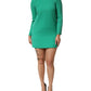 Green Viscose Acetate Mini Long Sleeve Dress