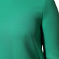 Green Viscose Acetate Mini Long Sleeve Dress