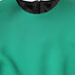 Green Viscose Acetate Mini Long Sleeve Dress