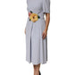 Light Blue Viscose Blend Floral Applique Dress