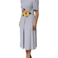 Light Blue Viscose Blend Floral Applique Dress