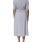 Light Blue Viscose Blend Floral Applique Dress