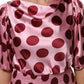 Pink Red Polka Dot Silk Satin Maxi Gown Dress