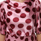 Pink Red Polka Dot Silk Satin Maxi Gown Dress