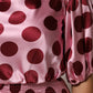 Pink Red Polka Dot Silk Satin Maxi Gown Dress