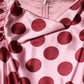 Pink Red Polka Dot Silk Satin Maxi Gown Dress