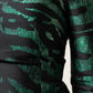 Black Green Metallic Jacquard Mini Long Dress