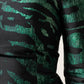 Black Green Metallic Jacquard Mini Long Dress