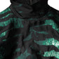 Black Green Metallic Jacquard Mini Long Dress