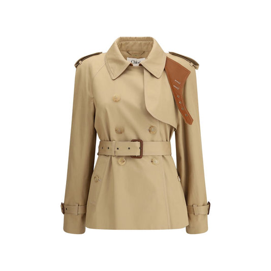 Short cotton gabardine Trench Coat
