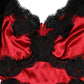 Red Black Silk Lace Mini Short Sleeve Dress