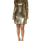 Gold Sequin Long Sleeve Mini Dress