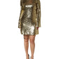 Gold Sequin Long Sleeve Mini Dress