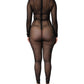 Black Sheer Mesh Long Sleeve Jumpsuit Bodysuit Dress
