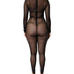 Black Sheer Mesh Long Sleeve Jumpsuit Bodysuit Dress
