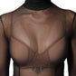 Black Sheer Mesh Long Sleeve Jumpsuit Bodysuit Dress