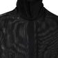 Black Sheer Mesh Long Sleeve Jumpsuit Bodysuit Dress