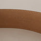 Brown Leather Gold Metal Oval Buckle Belt