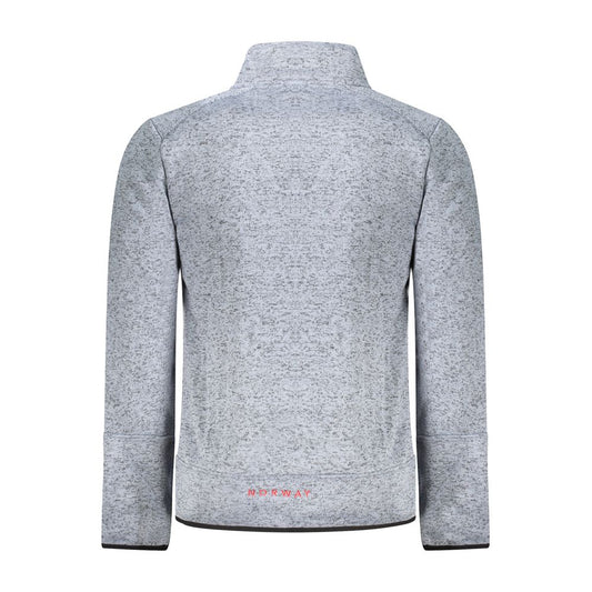 Blue Polyester Men Sweater With Pockets and Zipper Detail