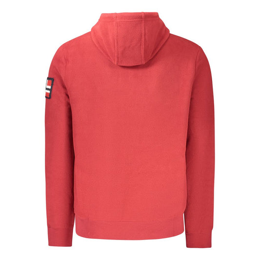 Red Polyester Men's Hooded Sweater
