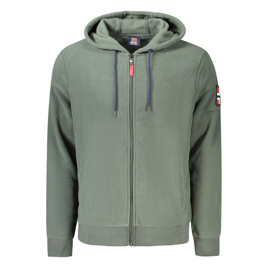 Green Polyester Men's Hooded Sweater