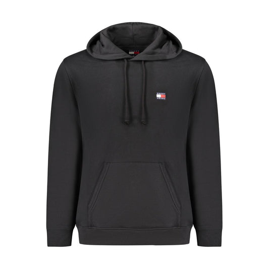 "Black Cotton Men Sweater with Central Pocket"