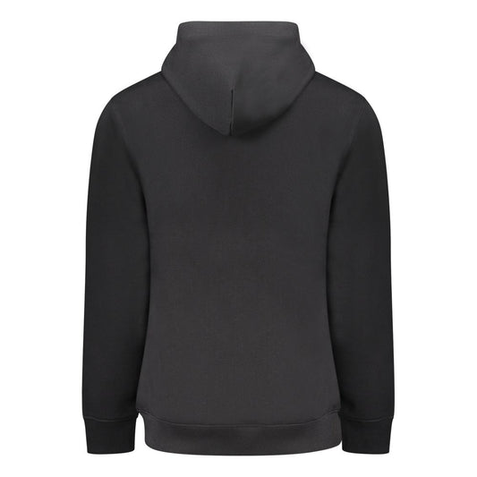 "Black Cotton Men Sweater with Central Pocket"