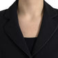 Black Wool Single Breasted Cropped Jacket