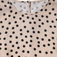 Beige Black Polka Dot Silk Short Sleeve Blouse Top