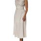 Ivory White Sleeveless Maxi Cupro Viscose Dress