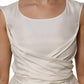 Ivory White Sleeveless Maxi Cupro Viscose Dress