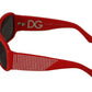 DG4027 Red Crystal Black Lens Shades Sunglasses