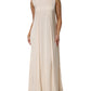 Beige Viscose Pleated Sleeveless Long Maxi Dress